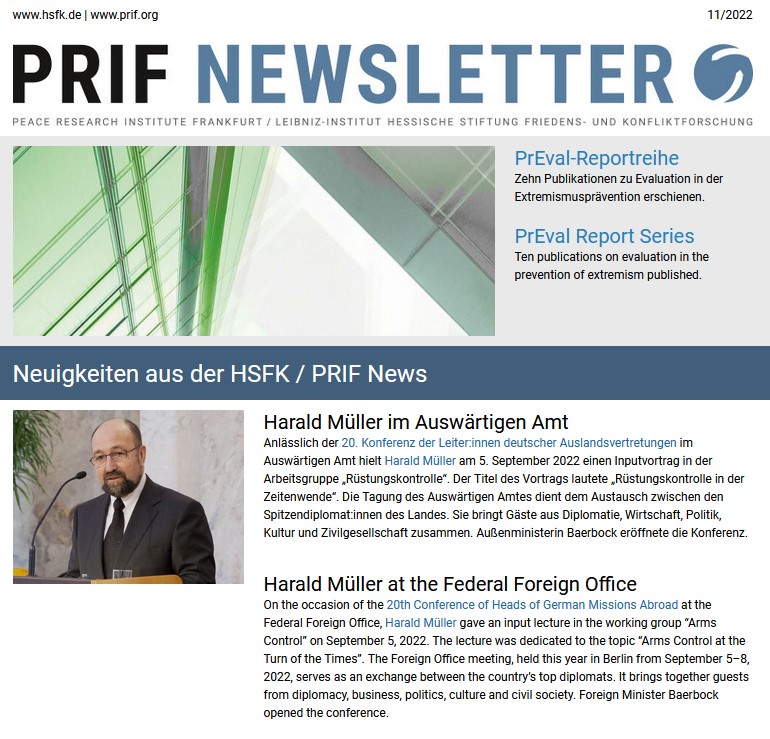 PRIF Newsletter 11/2022 – Screenshot