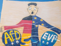 Schild einer Demonstration: Deutschland und Europa zwischen AfD und EVP