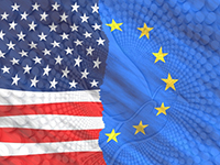 Flaggen von USA und EU