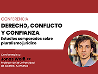 Vortragsflyer auf Spanisch, u. a. mit Veranstaltungstitel und Foto Jonas Wolff.