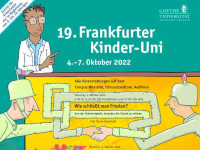 Plakat der 19. Frankfurter Kinder-Uni: Von Krieg und Frieden und dem Stromhunger elektronischer Geräte