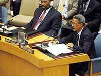 Hamady Ould Hamady, Vorsitzender des "High Level Ad Hoc Committee on Libya" der Afrikanischen Union, im UN Sicherheitsrat (Photo: UN Photo)