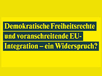 Grafik zur Veranstaltung "Demokratische Freiheitsrechte und voranschreitende EU-Integration" (Gestaltung: HBSH).
