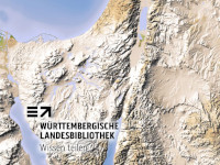Logo der Württembergischen Landesbibliothek auf einer Landkarte