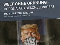 Plakat der Podiumsdiskussion "Welt ohne Ordnung"