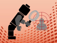 Radikalisierung Newsletter: Grafik einer Legofigur, welche eine Lupe hält und eine Legofigur im Fadenkreuz begutachtet. Foto: HSFK